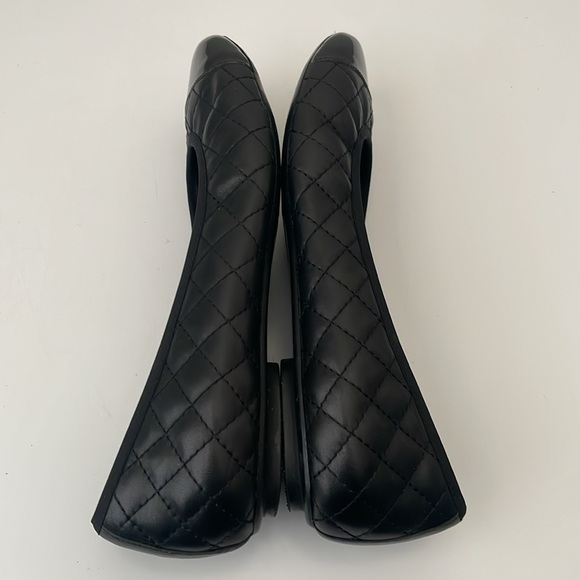 Van Eli Black Leather Quilted Ballet Flats size 7.5W Slip on Cap Toe - Picture 7 of 11